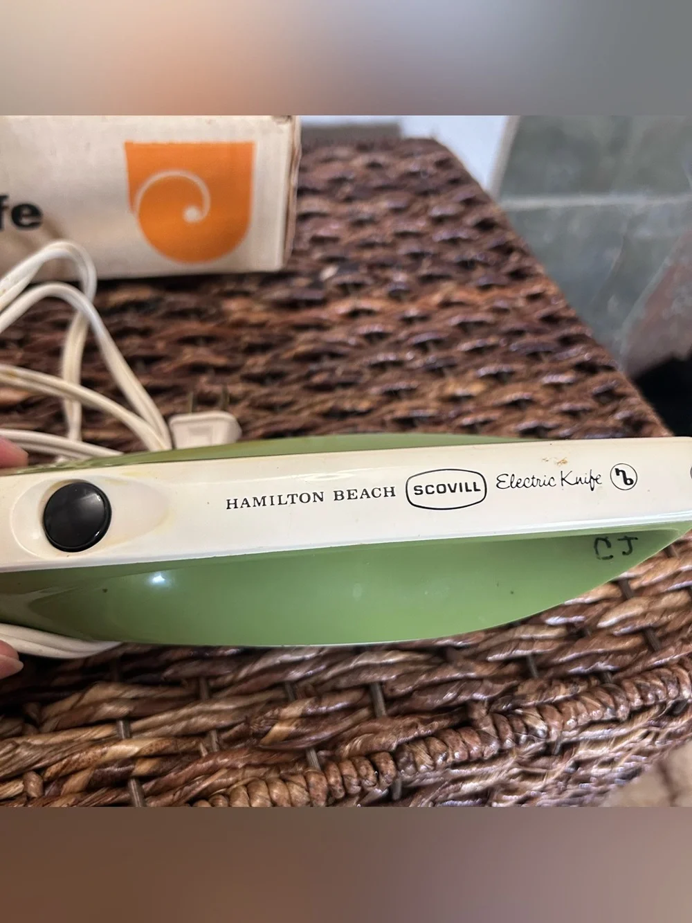 Vintage Hamilton Beach CAD1 100W Corded Electric Knife 60s Green/White complete
